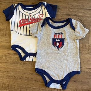 2 Baseball Onesis + 2 FREE Matchable Shorts